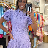 LILAC CROCHET LACE MINI DRESS