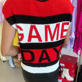 RED / BLACK / WHITE COLORBLOCK GAMEDAY TOP
