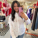 HEART POPLIN EMBROIDERY BLOUSE