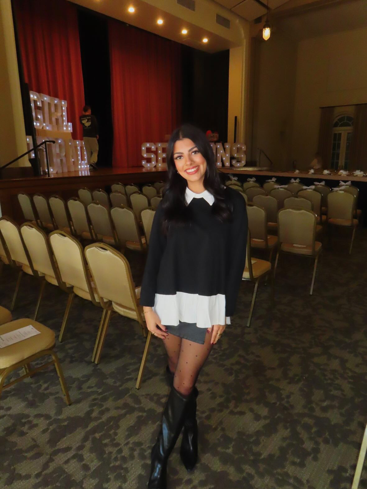 BLACK\ WHITE STRIPED COLLARED SWEATER