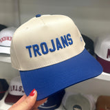 VINTAGE TROJANS ROYAL & CREAM HAT