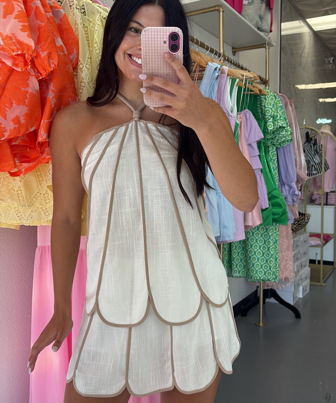 BROWN & WHITE SCALLOPED SET