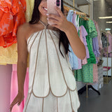 BROWN & WHITE SCALLOPED SET