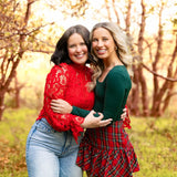 RED CHECKERED PLAID BALLOON SKIRT (size large left)