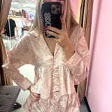 PINK FLORAL SATIN PAJAMA SET