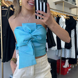 BLUE BOW TUBE DETAIL TOP