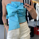 BLUE BOW TUBE DETAIL TOP