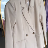 Khaki Solid Double Breasted Blazer