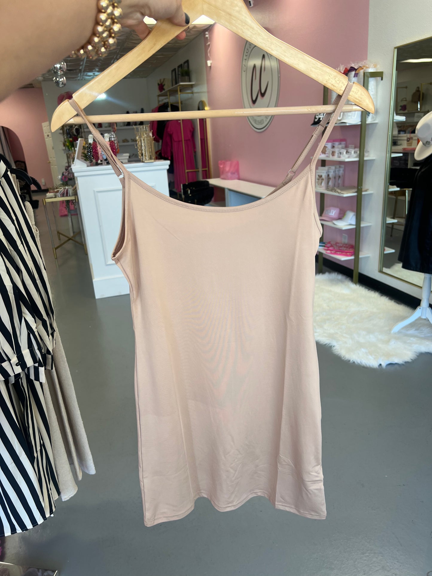 Nude Stretch Slip Dress