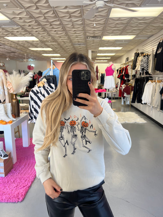 DANCING SKELETON GRAPHIC SWEATSHIRT