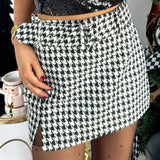 HOUNDSTOOTH MINI BELTED SKIRT