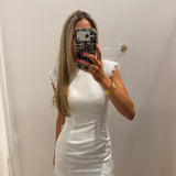 LBK WHITE LACE OPEN BACK MINI DRESS