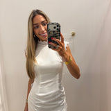 LBK WHITE LACE OPEN BACK MINI DRESS