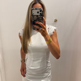 LBK WHITE LACE OPEN BACK MINI DRESS
