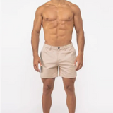 KHAKI BUTTON SHORTS