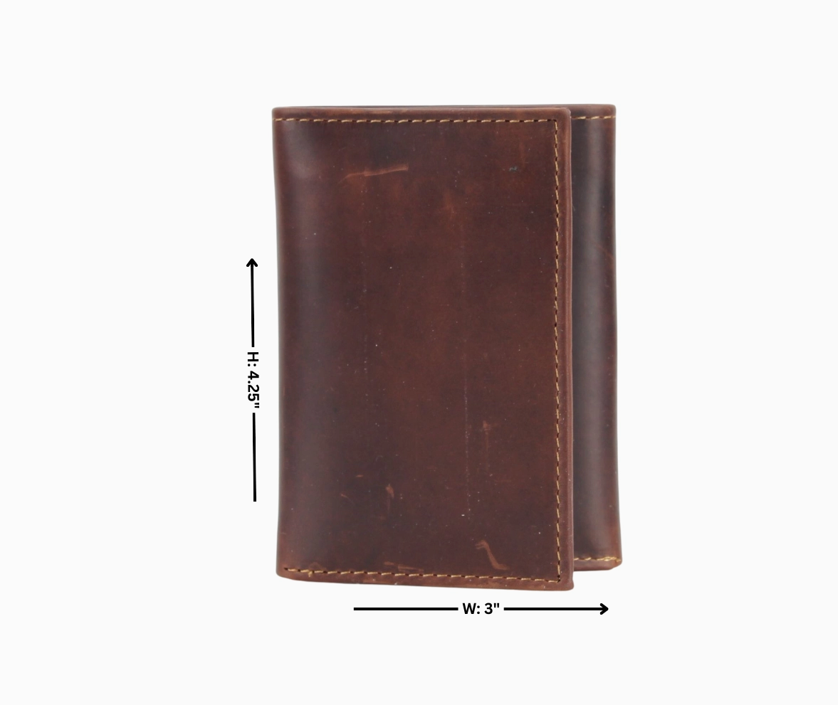 AMERICAN BISON RFID LEATHER TRI FOLD WALLET