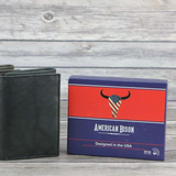 AMERICAN BISON BLACK BISON TALL TRIFOLD WALLET