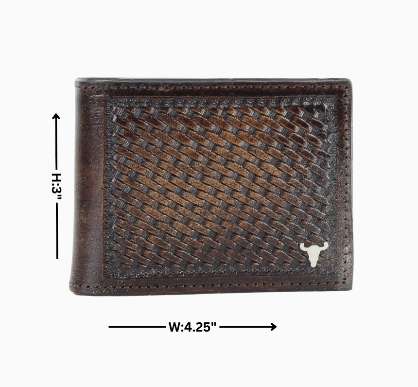 AMERICAN BISON TOOLED LEATHER WALLET