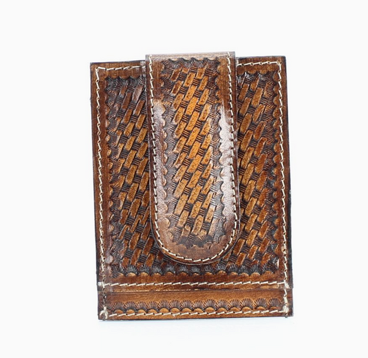 AMERICAN BISON TOOLED MONEY CLIP CARD CASE