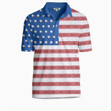 Tipsy Elves U-S-Ace Men's Golf Shirt - Patriotic American Flag Golf Polo