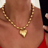 CHUNKY GOLD HEART NECKLACE