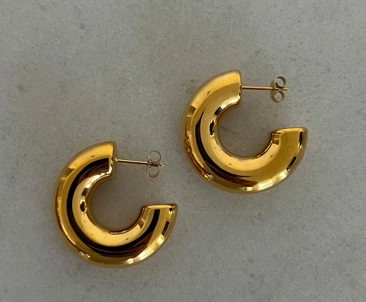 CHUNKY GOLD SMOOTH HOOPS