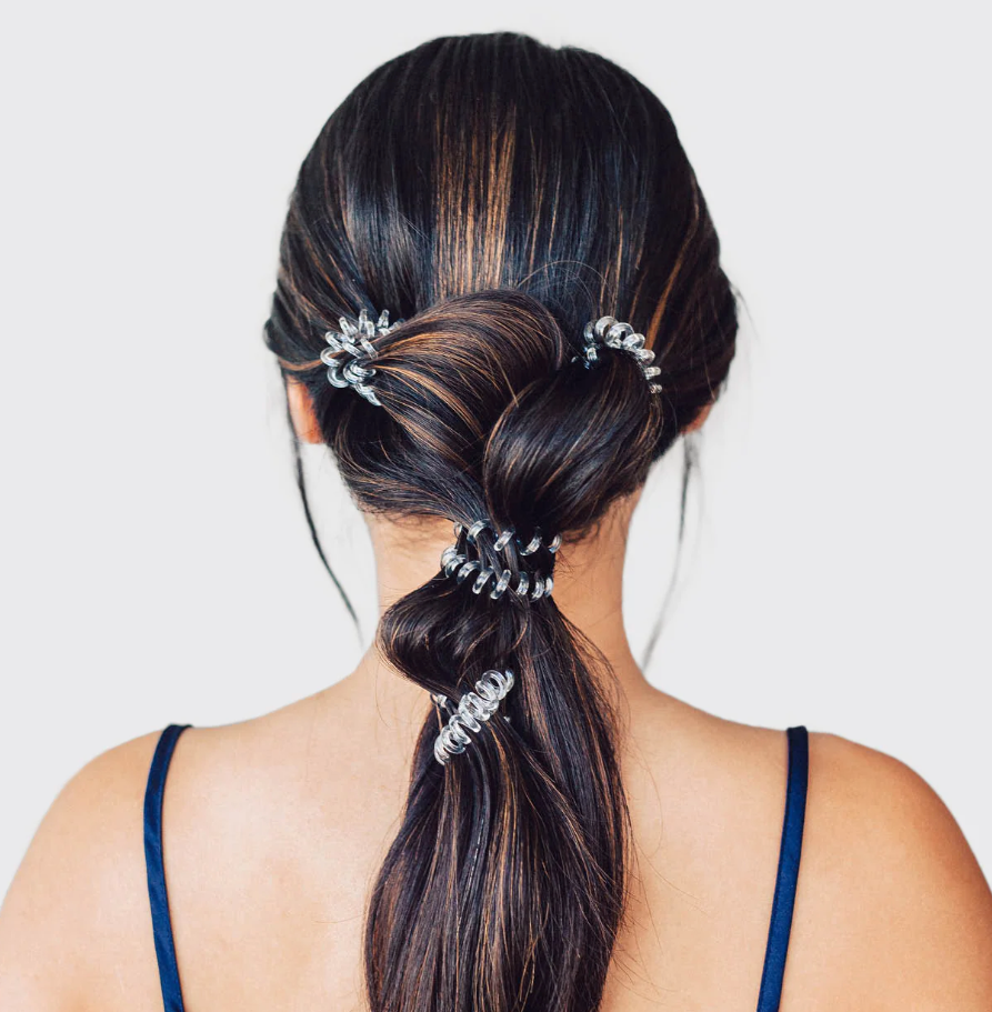 CLEAR SPIRAL HAIR TIES - 8 PACK