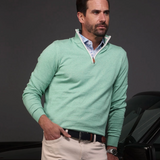 SEA GREEN LUXURY COTTON QUARTER ZIP SWEATER