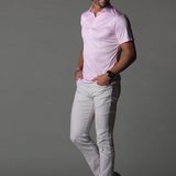 SEMI SPREAD COLLAR POLO PINK GINGHAM