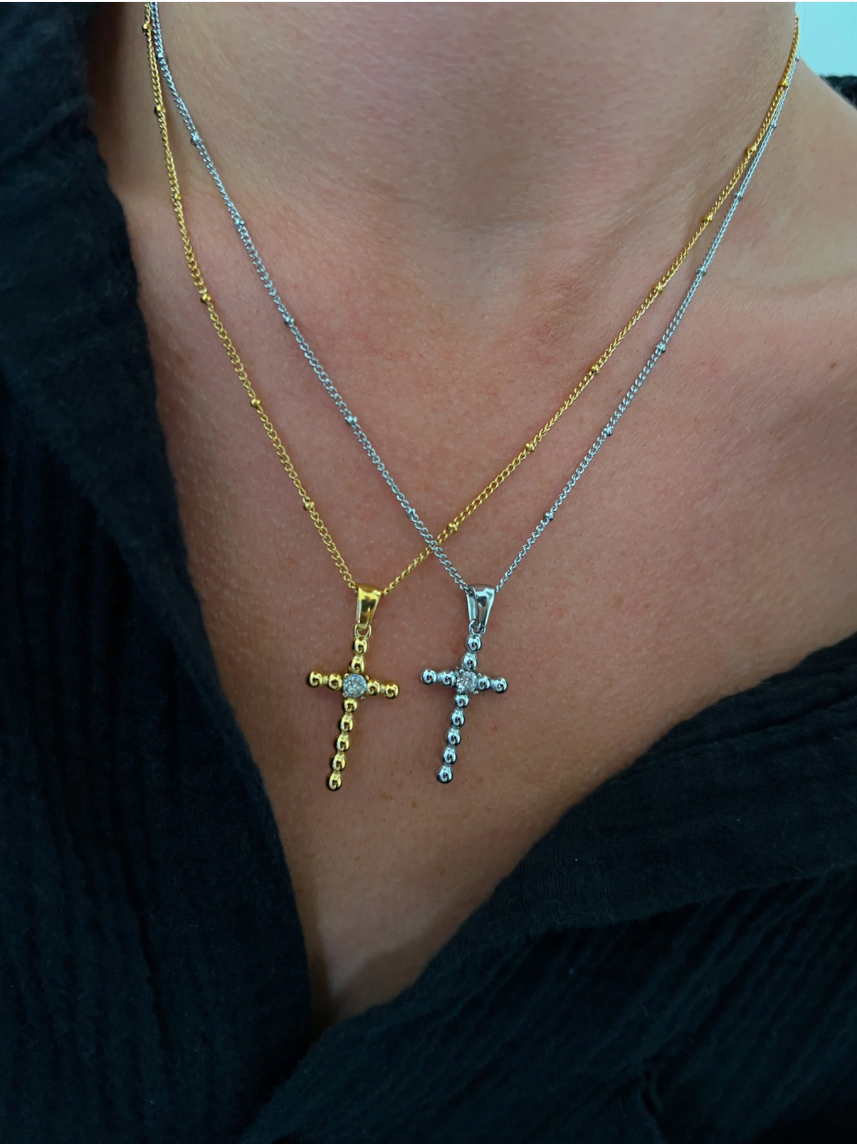 GOLD BLING CROSS NECKLACE