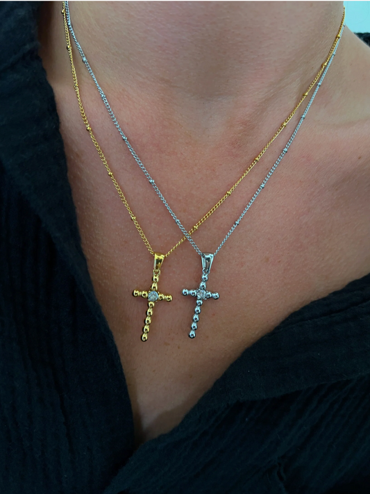 GOLD BLING CROSS NECKLACE