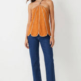 Shell Panel Linen Top: Off White / S