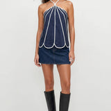Shell Panel Linen Top: Off White / M
