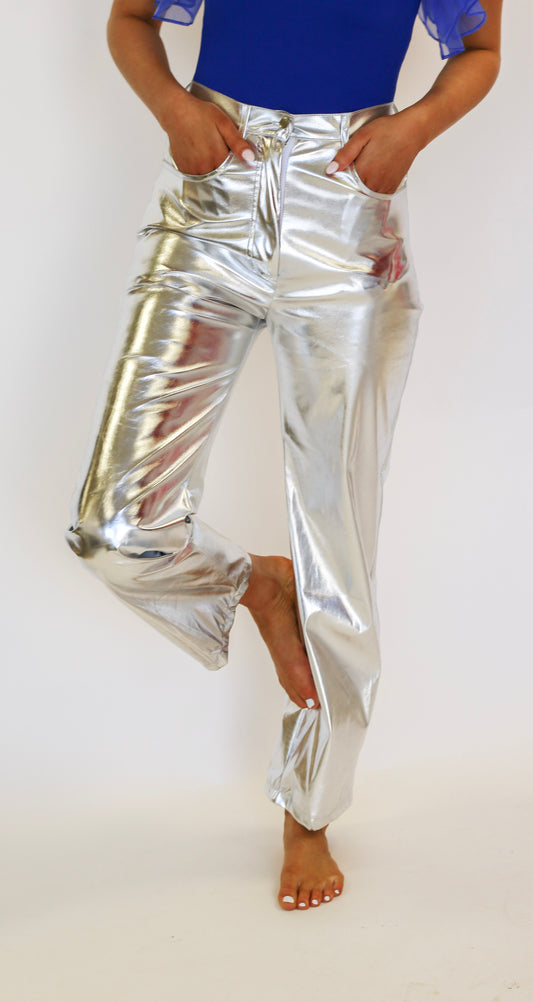 Silver Metallic Pants