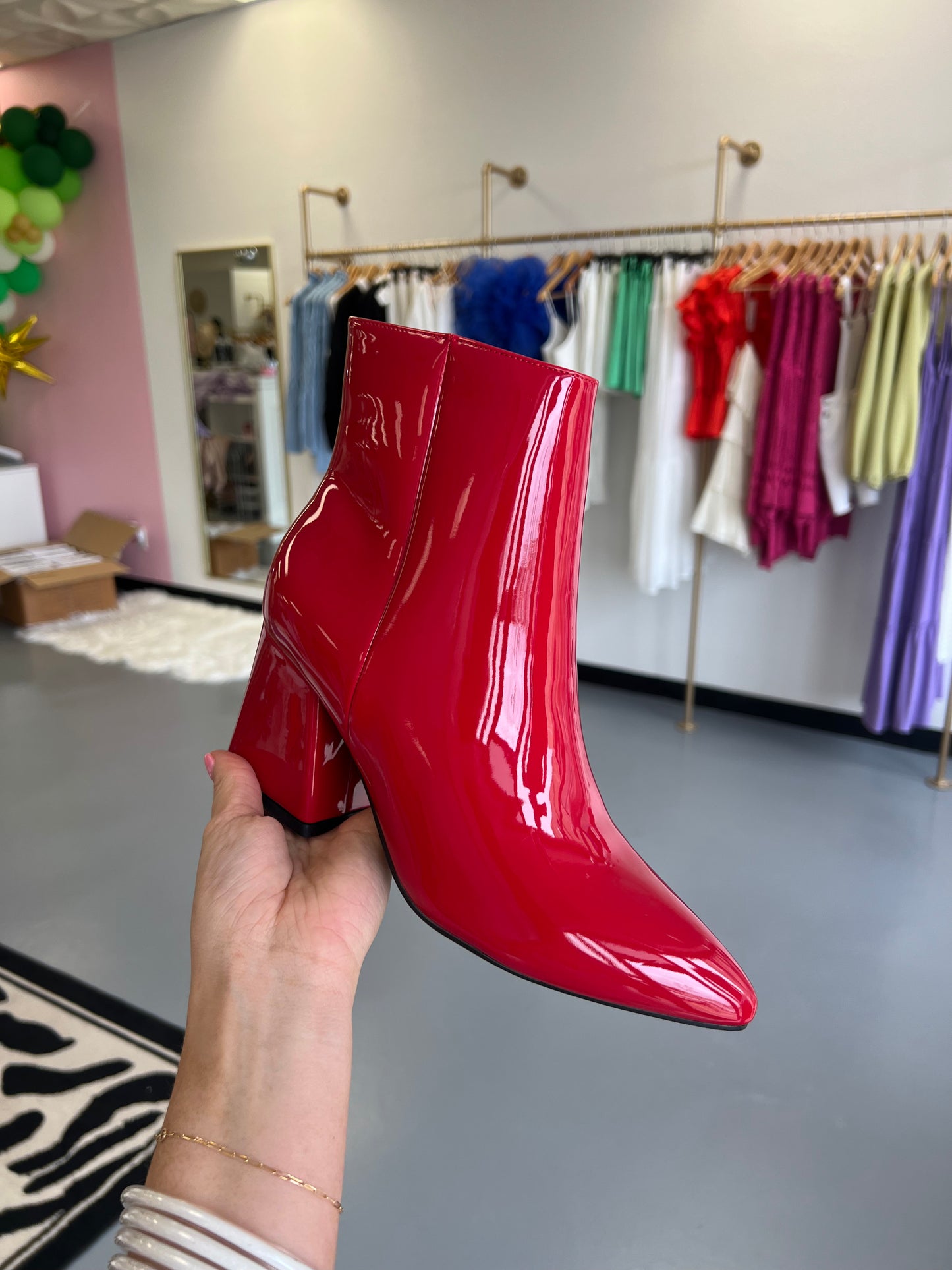 Red Leather Booties