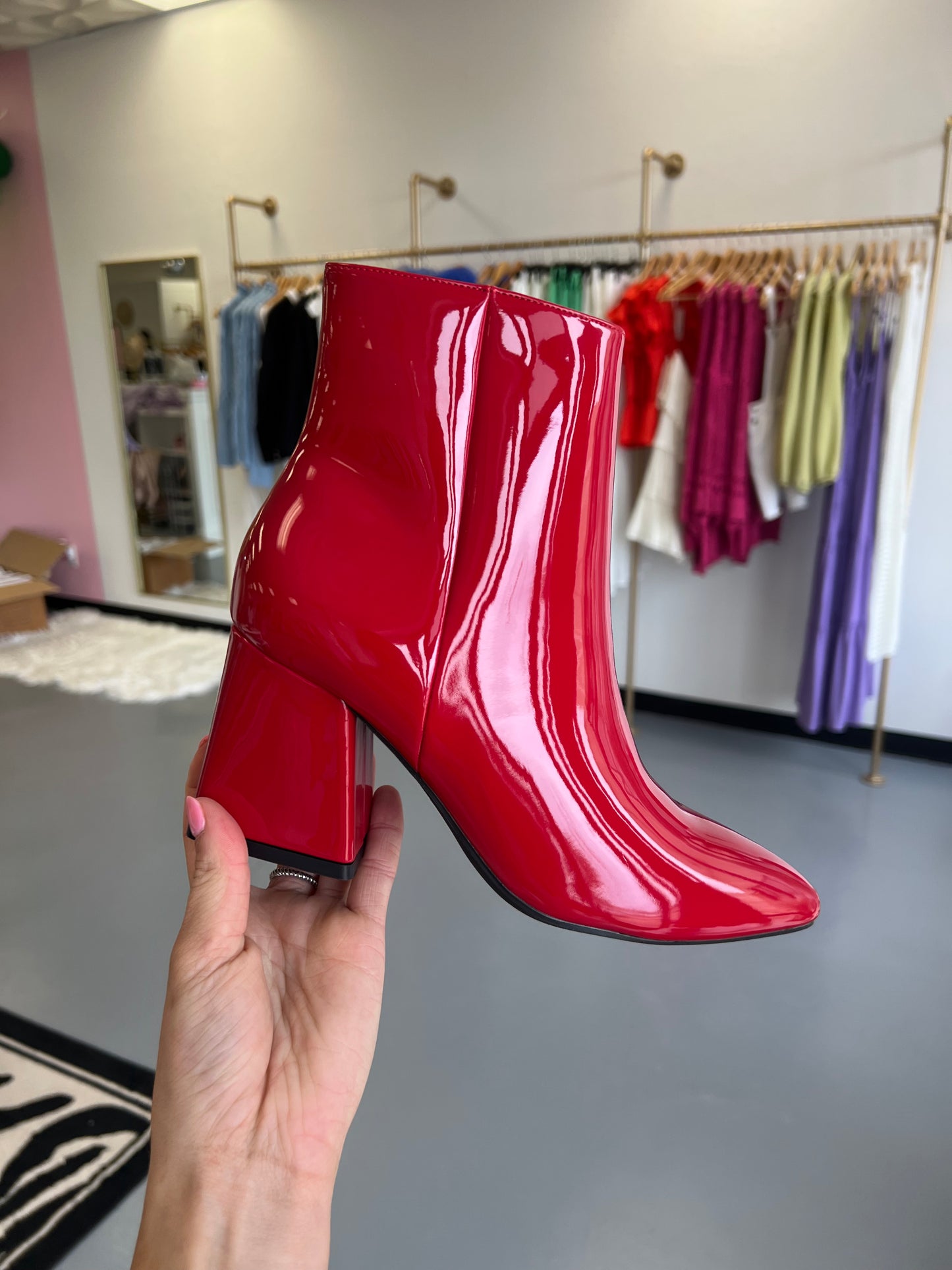 Red Leather Booties